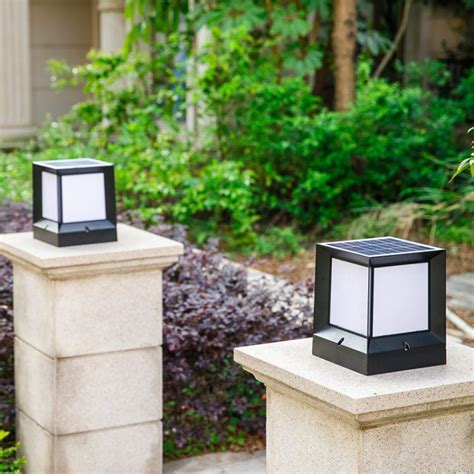 Solar Pillar Light Gate Lamp Outdoor Lighting .
